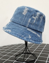 Fashion Denim Light Blue Broken Washed Denim Sunscreen Fisherman Hat