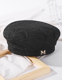 Fashion Black Lace Alphabet Embroidery Thin Breathable Beret