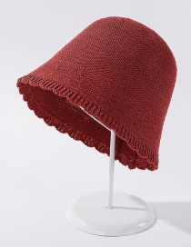 Fashion Brick Red Lace Knitted Light Board Sunscreen Fisherman Hat