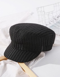 Fashion Black Cutout Striped Solid Color Hat