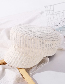 Fashion Beige Cutout Striped Solid Color Hat
