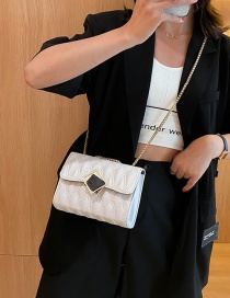Fashion White One-shoulder Diagonal Shoulder Bag With Embroidery Chain Lock