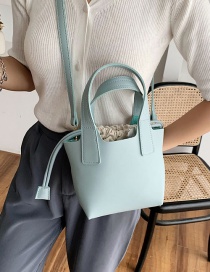 Fashion Blue Drawstring Stitching Shoulder Bag