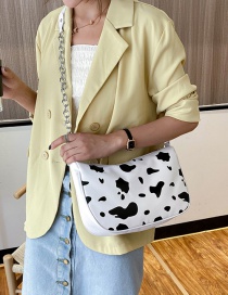 Fashion Big Money Contrast Cow Print Chain Shoulder Crossbody Bag