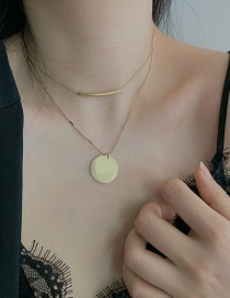 Fashion Golden Stainless Steel Round Brand Copper Tube Double Necklace