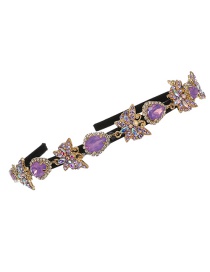 Fashion Purple Butterfly Headband With Alloy Diamonds