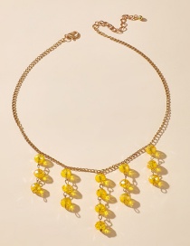 Fashion Yellow Crystal Beaded Tassel Alloy Necklace