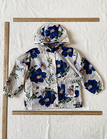 Fashion Khaki Print Flower Print Children's Coat