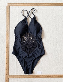 Fashion Black Hollow Lace One-piece Swimsuit