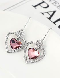 Fashion Classical Pink Crystal Inlaid Rhinestone Love Earrings