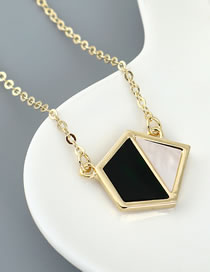 Fashion Black Gold-plated Diamond Triangle Contrast Color Necklace