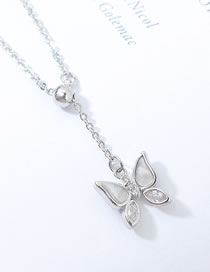 Fashion Platinum Zircon Butterfly Inlaid Bead Alloy Necklace