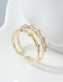Fashion 14k Gold Diamond Zircon Wave Geometric Ring