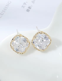 Fashion 14k Gold Geometrical Alloy Earrings With Zircon