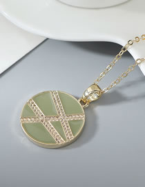 Fashion Green Real Gold Plated Oil Drop Geometric Round Necklace