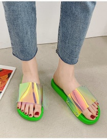 Fashion Green Rainbow Word Beach Slippers