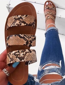 Fashion Brown Snake Pattern Flat Sandals
