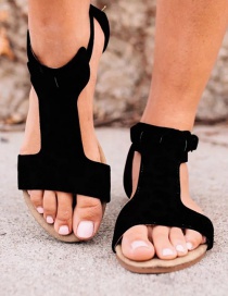 Fashion Black Flat Open Toe Leopard Sandals