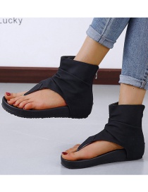 Fashion Black Zipper Beach Sandals