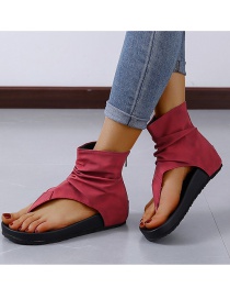 Fashion Wine Red Zipper Beach Sandals