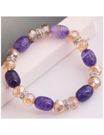 Fashion Purple Crystal Diamond Braided Elastic Bracelet