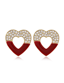 Fashion Red Love Diamond Earrings