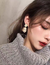 Fashion White Geometry Oil Drop Alloy Earrings With Crushed Stone