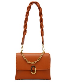 Fashion Brown Braided Shoulder Strap Chain Shoulder Bag
