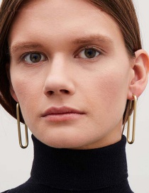 Fashion Golden Brass True Gold Plated Geometric Earrings