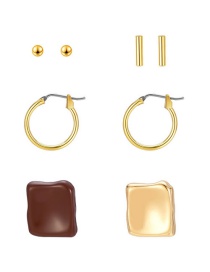 Fashion Golden Alloy Geometric Asymmetric Earrings Set