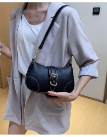 Fashion Black One-shoulder Crossbody Bag With Stitching And Contrast Belt Buckle