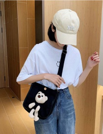 Fashion Black Stuffed Bear Canvas Shoulder Bag