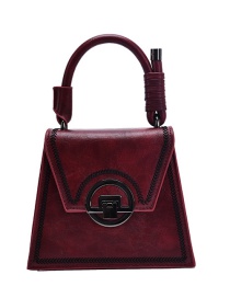 Fashion Red Wine Shoulder Crossbody Bag With Embroidery Thread Lock