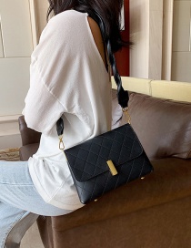 Fashion Black Locked Diamond-woven Shoulder Crossbody Bag