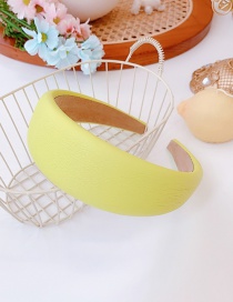 Fashion Yellow Pu Leather Wide-brimmed Sponge Solid Color Headband