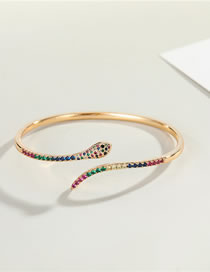 Fashion Gold Color Snake Bracelet Zircon Plated True Gold And Diamond Serpentine Opening Bracelet Ring