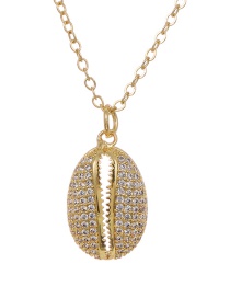Fashion Golden Copper Inlaid Zircon Shell Necklace