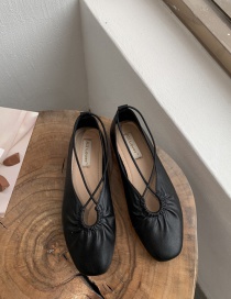 Fashion Black Cross-legged Flat-bottomed Shallow Mouth Soft Sole Shoes
