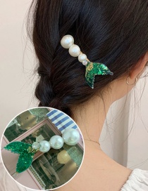 Fashion Green Mermaid Pearl Hairpin