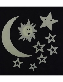 Fashion 3-16cm 9pcs/bag Stars Moon Sun Luminous Removable Self-adhesive Wall Stickers