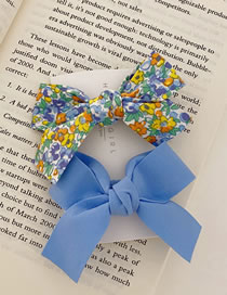 Fashion Blue Bow Broken Floral Bowknot Hand-made Fabric Card