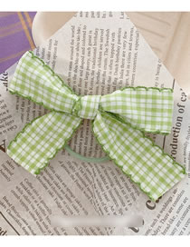 Fashion 【hairline】green Bow Plaid Bow Fabric Hairpin Hairpin