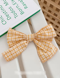 Fashion [hairpin] Large Yellow Bow Plaid Bow Fabric Hairpin Hairpin