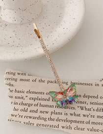Fashion Single Butterfly-green Colorful Butterfly Rhinestone Clip