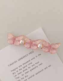 Fashion Three Butterflies-pink Colorful Butterfly Rhinestone Clip