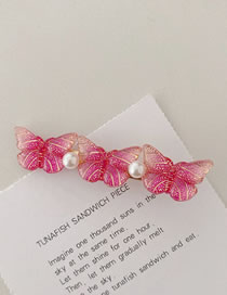 Fashion Three Butterflies-rose Powder Colorful Butterfly Rhinestone Clip