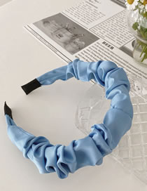 Fashion Blue Simulated Silk Pleated Satin Color Headband