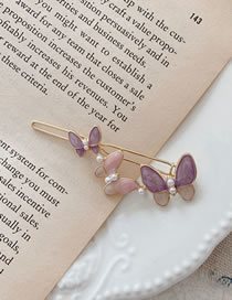 Fashion Purple Butterfly Oil Drop Hairpin