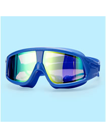 Fashion Electroplated Blue (block Bright Light) Electroplated Large Frame Waterproof And Anti-fog Gradient Childrens Swimming Goggles