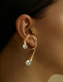 Fashion Golden Single Pearl Irregular Ear Piercing Ear Clip